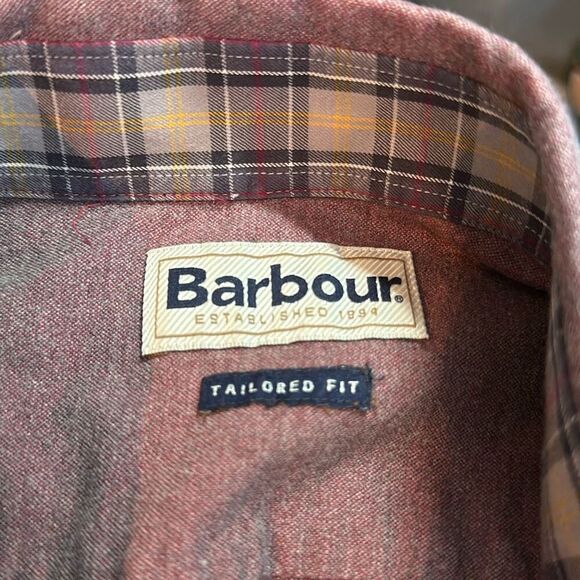Barbour Tailored Fit Button Down shirt S Small Chambray Red - Picture 7 of 9